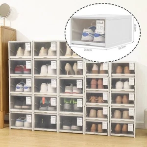 Shoe Display Cases Box Rack Stora Fordable Organizer Stackable Storage Dampproor - Picture 1 of 9