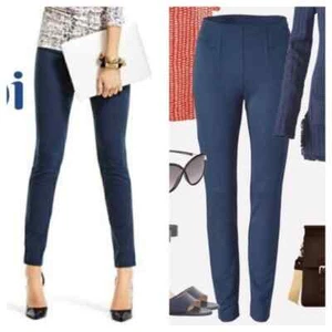 Cabi Tiffany French Ponte Knit Skinny Size 6 Rear Faux Pockets Stretch Blue - Picture 1 of 7