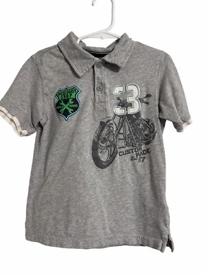 Toughskins мальчиков поло футболка размер 5/6 серый грязи велосипед гонки пуловер - Изображение 1 из 4