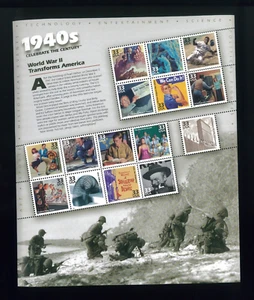 United States 1940's Celebrate The Century Postage Stamps #3186 MNH Full Sheet - Picture 1 of 1