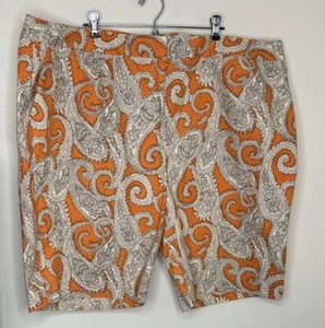 Bermudas Talbots Naranja Paisley Talla 24W Mezcla de Algodón Elastizadas Resort Nuevas�� - Imagen 1 de 10