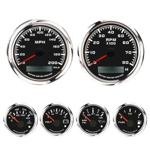 W PRO 6 Gauge Set 85mm GPS Speedometer 200 MPH Waterproof Car Marine Boat Truck - Picture 1 of 14