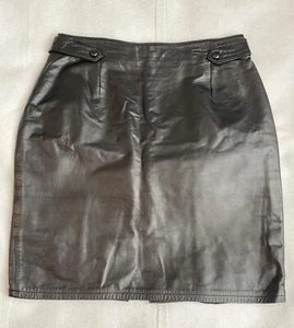 Jaqueline Ferrari Lambskin Leather Black Women's Skirt ~8 - Picture 1 of 8