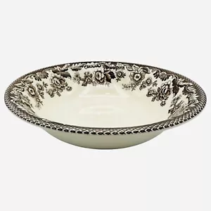 Spode Delamere Brown Coupe Cereal Bowl Imperial Flowers on Rim England 8 1/8" - Picture 1 of 4