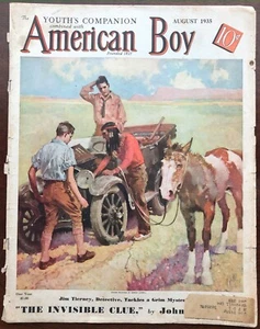 American Boy Vintage Magazine - August 1935 - Fiction - Articles - Humor - Ads - Picture 1 of 10