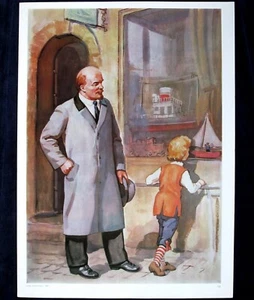 Poster Lenin with the Boy Moscow Old Town Russia Communism Political Propaganda - Picture 1 of 5