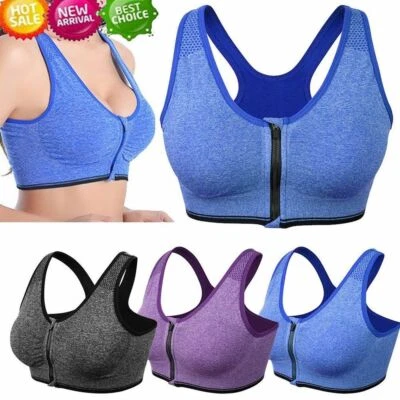Sujetador deportivo elástico con cremallera para mujeres Correr Gimnasio Yoga Acolchado Fitness Entrenamiento Camiseta sin mangas Foto 1 de 4