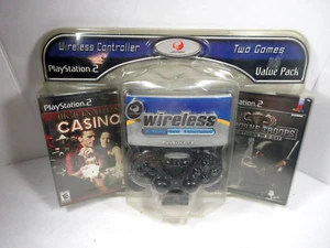 PS2 Joy-Tech Wireless NEO X Controller 2 Games Value Pack Airborne Troops Casino - Picture 1 of 8