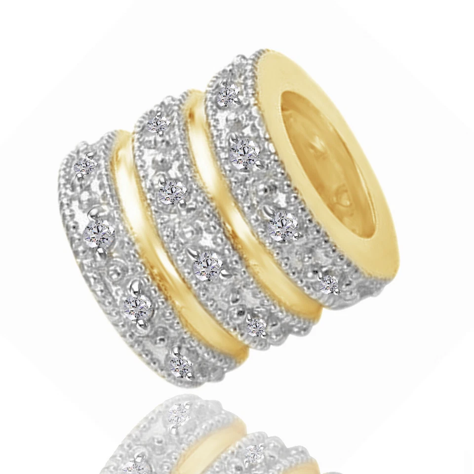 Berloque de contas de diamante 9 quilates real místico 30 PULSEIRAS FIT EURO OURO MACIÇO 9K - Imagem 1 de 4