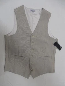 JF Ferrar Mens Dress Coat Vest Small S Khaki Beige Tan 6 Button Down Pocket $80 - Picture 1 of 9