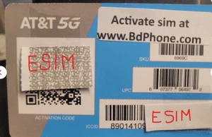 eSIM AT&T, e SIM , ESIM SIM only - plan NOT included - eBay message delivery - Zdjęcie 1 z 5
