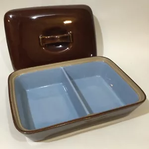 Denby “ Homestead Brown “ Divided Serving Dish Width Lid - Picture 1 of 6