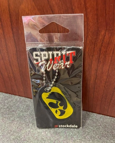 Iowa Hawkeyes 2" Dog Tag Necklace Team Logo Stockdale SEALED NCAA Football Cover