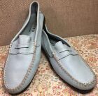 Carro Positano Italy Womens Pebbled Leather Sky Blue Penny Loafer Flats Size 7.5