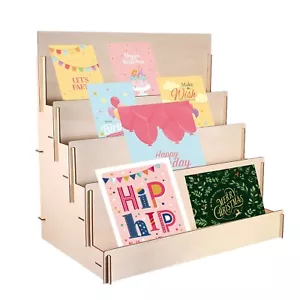 Wooden Card Display Stand Organizer Poster Sticker Display Stand, Beige - Picture 1 of 6