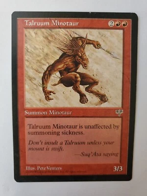 MTG Magic The Gathering Card Talruum Minotaur Summon Minotaur Red Mirage 1996 - Image 1 of 2