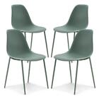 Poly + Bark Dining Chair Plastic Armless Solid Back Pistachio Green (Set of 4)