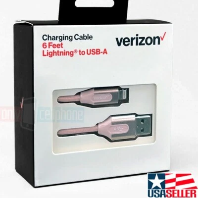 Verizon Pink Braided 6FT USB to Lightning Charge Data Cable for iPhone iPad - Image 1 of 4