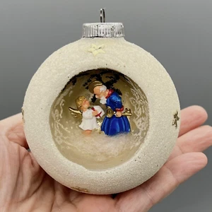 2 VTG DIORAMA St Peter Angel Hair Sugar WEST GERMANY Glass Christmas Ornaments - Picture 1 of 23