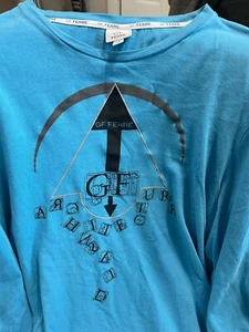GF FERRE Men's Long Sleeve Graphic T-Shirt Blue Size Medium - Unique Print - Picture 1 of 5