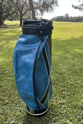 Bolsa de golf vintage Burton MFG Co. azul con cubierta de lluvia hecha en jaspe Alabama EE. UU. Foto 1 de 4