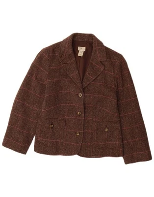 L.L.BEAN Womens 3 Button Blazer Jacket UK 14 Medium Brown Herringbone Wool BZ15 - Image 1 of 3