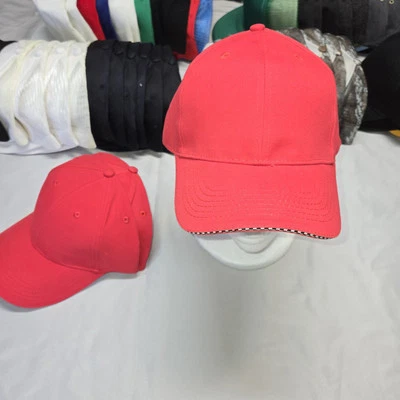 Винтажная шляпа Falcon с регулируемым ремешком красная новая из старых запасов клетчатая отделка с логотипом готова - Изображение 1 из 4