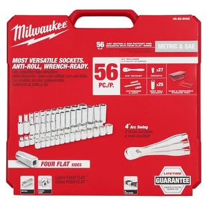 Milwaukee 48-22-9008 56-Piece 3/8 in. Drive Metric + SAE Ratchet and Socket Set - Bild 1 von 1