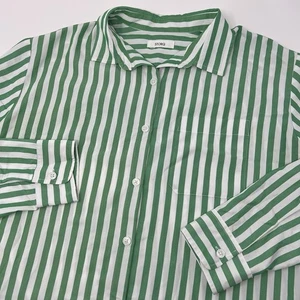 Storq Maternity Easy Button Up Shirt Nursing Top Green Stripes Size 1-XS Luxury - Picture 1 of 13