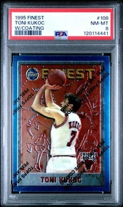 PSA 8 -1995 Topps Finest #108 Toni Kukoc With Coating Bulls Basketball HOF ๐๐ - Picture 1 of 3