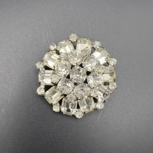 Vintage Albert Weiß klare Strass 2" Brosche Anstecknadel elegant klassisch Krappen Set Schichten - Bild 1 von 8