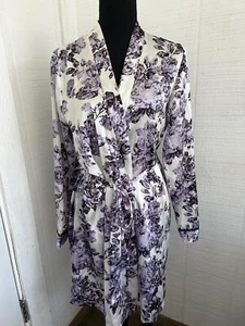 Apt 9 Floral Purple / Beige Long Sleeves Satiny Robe Sz S Belted NWOT - Picture 1 of 6