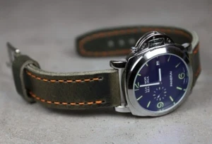 Leather Watch band Vintage Gray custom strap fit PAM Wristband 18 20mm 22mm 24mm - Picture 1 of 8