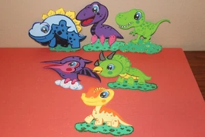 DINOSAUR GLITTER BIRTHDAY PARTY SUPPLY DECORATION FOAM FOMI 6 PK - Picture 1 of 4