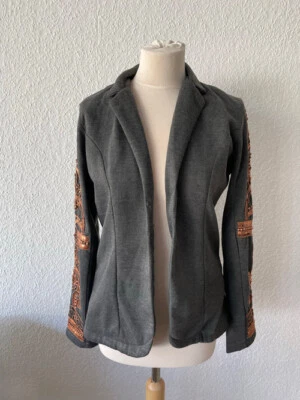 Aufwändiger Blazer grau Gr.XL Marke Nü mit Perlenstickerei roségold - Bild 1 von 4