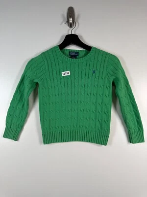 Vtg Polo Ralph Lauren Kids Unisex Crewneck Cable Knit Sweater Green Sz 6 14.5x17 - Image 1 of 4