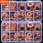 Copper Washer Gasket Nut and Bolt Set Flat Ring Seal Assortment Kit with Box //M