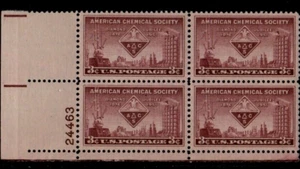 Plate Block of 4 Scott 1002 3c Chemical Society MNH stock photo - Picture 1 of 1