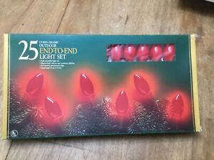 25 Count C-9 CERAMIC RED Outdoor Christmas Lights
