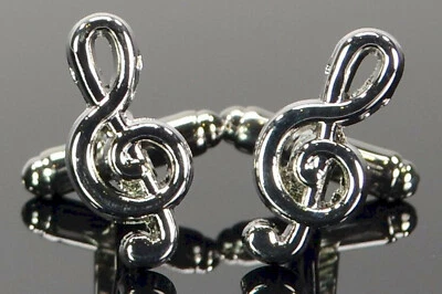 af ASHTON & FINCH Manschettenknöpfe Notenschlüssel Edelstahl Musik; K1 913 - Bild 1 von 2