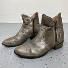 Seychelles X Anthropologie Lucky Penny Metallic Pewter Double Zip Ankle Bootie 7