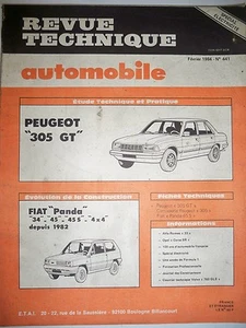 PEUGEOT 305 GT FIAT Panda - Revue Technique Automobile - Imagen 1 de 1