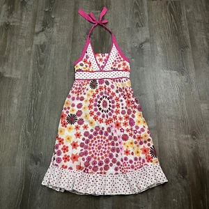 My Michelle Girls Sun Dress Colorful Floral Halter Top Lined Empire Zip Size 10 - Picture 1 of 4