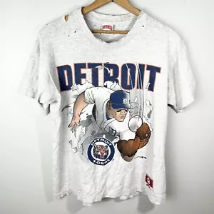 Vintage Single Stitch Detroit Tigers Double Sided Thrashed Nutmeg T-Shirt Erwachsene L - Bild 1 von 10