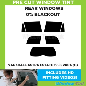 For Vauxhall Astra Estate 98-04 (G) Pre Cut Window Tint Rear 0% Blackout Film - Picture 1 of 10