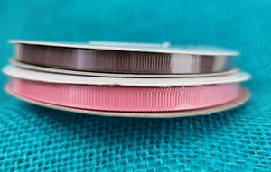 2 Stampin Up Grosgrain Ribbon Spools Rose Pink & Chocolate Brown 25 Yd x 1/4" Ea - Picture 1 of 11