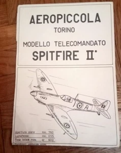 TURIN AIRPLANE REMOTE CONTROL MODEL SPITFIRE II CONSTRUCTION PLAN - Picture 1 of 1