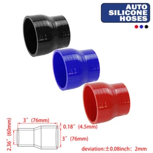 60mm-76mm ID Reducer Silicone Hose for Engine Turbo Intercooler Intake Radiator - Picture 1 of 13