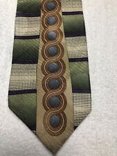 MARTIN WONG MENS TIE GREEN WITH PURPLE BROWN GRAY 4 X 59