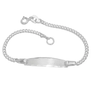 2mm Sign Bracelet Curb Chain With Matte Engraving Plate From 925 Silver, 14cm - Picture 1 of 1